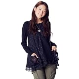 エムビー（MB） チュニック（星柄シフォンチュニック＆Tシャツセット） レディス 【クロ/LL】