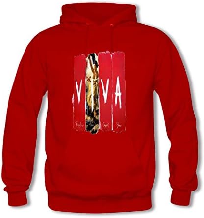 Feqi Men's Coldplay Band Printed Cotton Hooded Sweatshirt Large Red