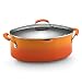 Rachael Ray Porcelain Enamel II Nonstick Covered Oval Pasta Pot with Pour Spout, 8-Quart, Orange