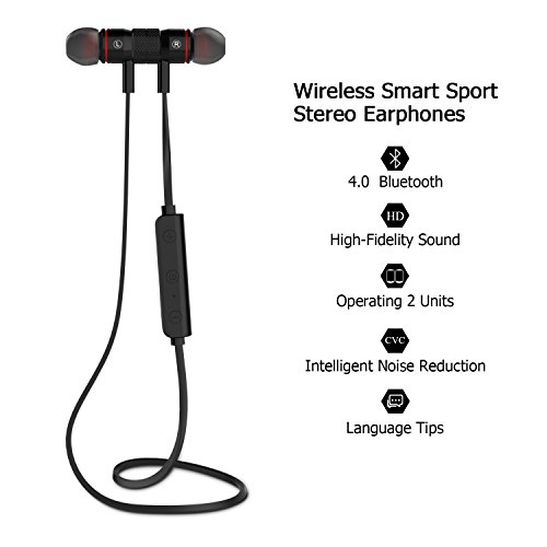 Bluetooth Headset [Magnetic Design] Bluetooth Headphone Sweatproof In-ear Sport Headphone with Noise Reducing Tech Compatible with iPhone Android & Other Bluetooth Devices
