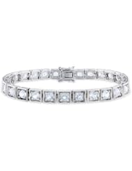 Sterling Silver 9ct TGW Created White Sapphire Bracelet (7.25")