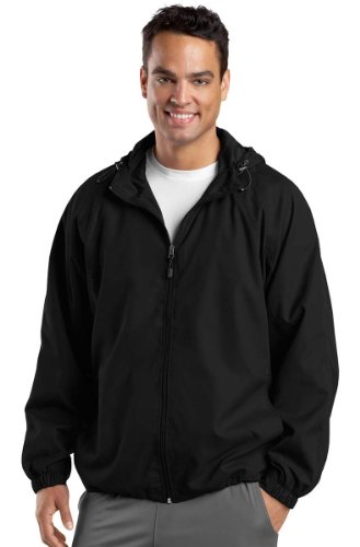Sport Tek Men's Big Stylish Hooded Raglan Sleeves Jacket_Black_XXXXX-Large Sport Tek Men's Big Stylish Hooded Raglan Sleeves Jacket_Black_XXXXX-Large