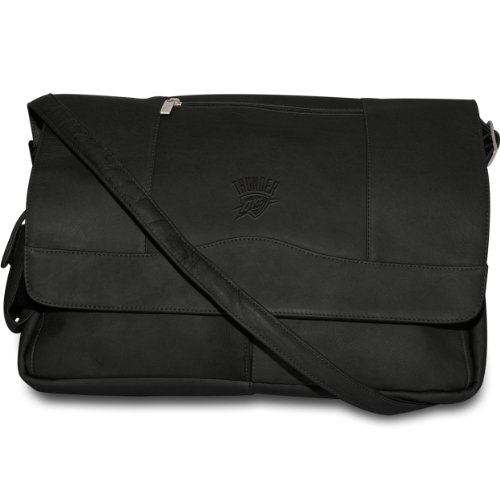 NBA Oklahoma City Thunder Pangea Black Leather Laptop Messenger Bag