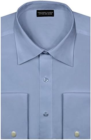 Men's Wide Point Collar Solid Color Classic Regular Fit Dress Shirt with French Cuff
