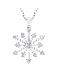 Diamond Snow Flake Pendant with Chain in Sterling Silver (0.05 cttw)