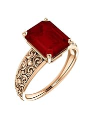 10K Rose Gold 10.00x8.00mm Emerald Cut Chatham Created Ruby Ring -- LIFETIME WARRANTY