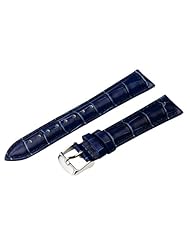 13mm Navy Blue Classic Croco Grain Leather Watch Band Strap (Quick Release Pins!) with Stainless Steel Buckle - Fits All Watches!!!