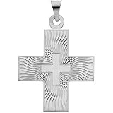 14K White Gold Greek Cross Pendant - 27.50x25.00mm