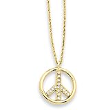 1928 Gold-tone Crystal Peace Symbol 16 Inch with Extension Necklace