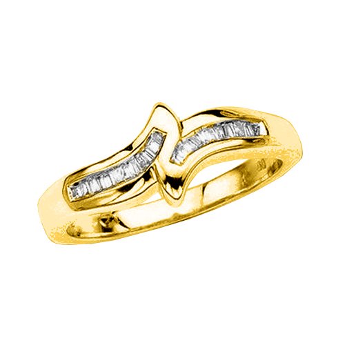 14K Yellow Gold 0.14 ct. Diamond Baguette Cut Wedding Band