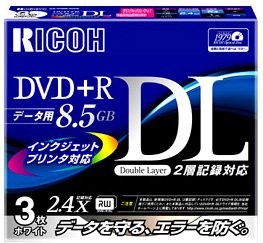 RICOH D2RDD-W3CW DVD+R DL2.4倍速データ用3枚 RICOH D2RDD-W3CW DVD+R DL2.4倍速データ用3枚