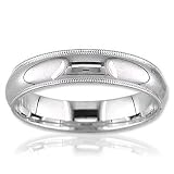 Comfort Fit 5mm White Gold Milgrain Band, Size 10