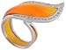 Sterling Silver Golden Yellow Resin Ring with Cubic Zirconia Stones