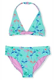 Halterneck Flamingo Print Reversible Bikini