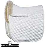 Roma Merino Sheepskin Dressage Square Saddle Pad - White / Natural