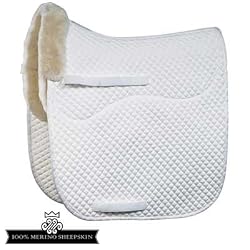 Roma Merino Sheepskin Dressage Square Saddle Pad - White / Natural