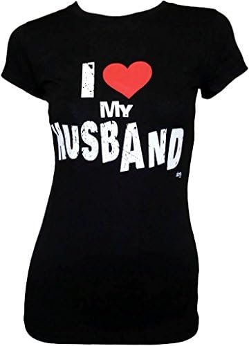 I Love My Husband Womens Slim Juniors Fitted T-Shirt (Medium) - Black