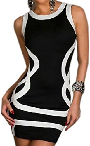 Women's Nightclubs Clothes Geometric Stripe Style Slim Mini Sexy Drees Black