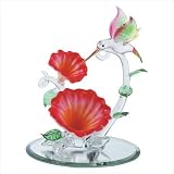 Hummingbird Over Flowers Glass Figurine #32166