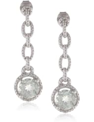 Sterling Silver Green Amethyst and Diamond Earrings (Cttw, G-H Color, I2-I3 Clarity)