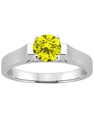 0.80 Ct Round Canary SI1/SI2 Diamond 14K White Gold Ring