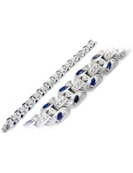 4.01 Carat Diamond and Sapphire Bracelet in 14K White Gold