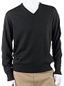 Raffi Men's Merino Wool Long Sleeve V-neck Sweater, Charcoal, X-Large
