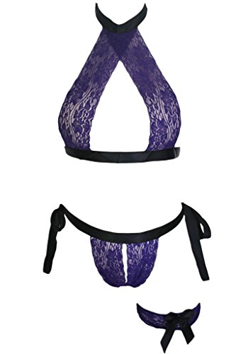 Dear-Lover Women Cutout Lace Babydoll Chemise Sleepwear Lingerie