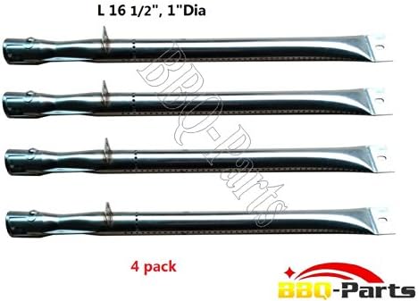 12411 (4-Pack) Universal BBQ Barbecue Replacement Straight Stainless Steel Pipe Tube Burner for BBQ Grillwareand, Broilmate, Charmglow, Grill Pro, Igloo, Master Forge, North American Outdoors, Perfect Flame Lowes, Presidents Choice, Sterling, Lowes Model Grills (16 1/2" x 1")
