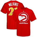 Majestic Atlanta Hawks #21 Dominique Wilkins Red Retired Player Throwback T-shirt