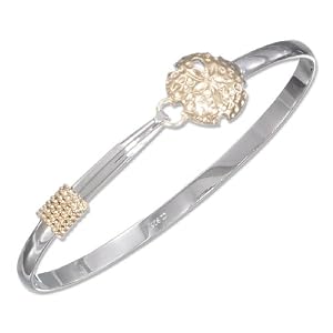 Click to buy Maine Wedding Venues: Sterling Silver Gold Plated Sand Dollar Bangle Braceletfrom Amazon!
