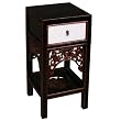 Handmade Asian Furniture - 30" White & Black Wood End Table / Nightstand - Chinese Dragon Design