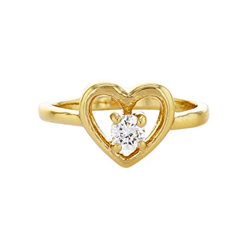 Gold Plated 18K Clear Crystal Heart Love Girl Toddler Kids Children's Ring