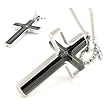 Stainless Steel 360 Degrees Spinning Cross with Cubic Zirconia Center Black Cross Pendant Necklace