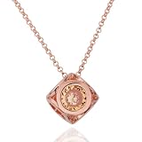 18K Rose Gold-Plated Crystal Square Necklace with Adjustable Chain and Free Gift Box (220)