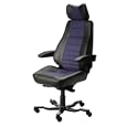 The Controller Office Chair Trimmed in Black Leather and Dark Blue Extreme Fabric