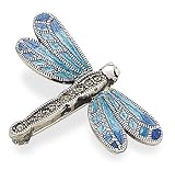 Light/Dark Blue Enamel/Marcasite Dragonfly Pin