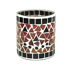 Mosaic Pumpkin Face Tea Light Lantern by Lava