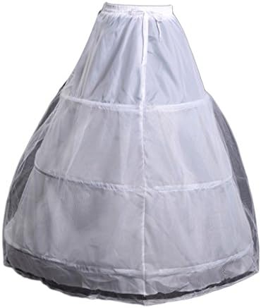 3 Bone Full Hoop Elastic Bridal Crinoline Petticoat Skirt Slip White