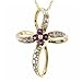 10k Yellow Gold  Amethyst and Diamond Cross title=