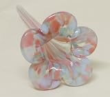 Pink and Blue Hand Blown Glass Flower Hummingbird/Butterfly Feeder with Wrought Iron Tabletop Stand