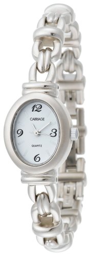 Carriage by Timex Women's C3A061 Silver Tone Oval Case Faux MOP Dial Silver Bracelet Watch