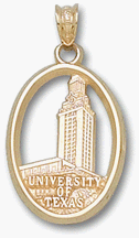 Texas Longhorns Oval “Bell Tower” Pendant – 14KT Gold Jewelry