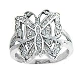 1/2cttw Diamond and 10K Solid White Gold Large Butterfly Ring