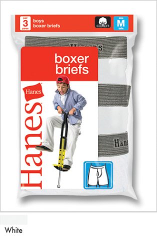 Buy Hanes Boys White Boxer Briefs