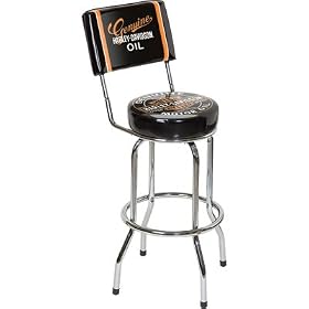 Harley-Davidson Oil Can Bar Stool with Backrest by Harley RoadHouse