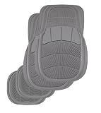Kraco K4504AGRY Grey Multi-Season Rubber Universal Fit Floor Mats, 4 piece