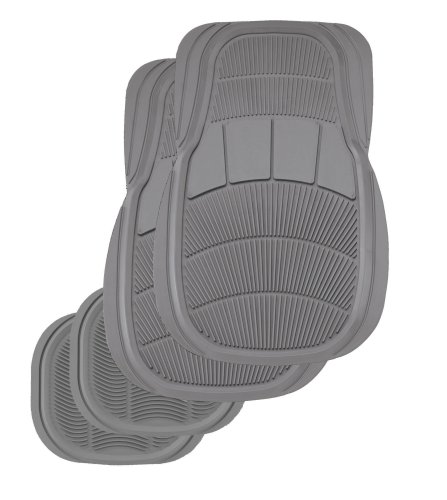 Kraco K4504AGRY Grey Multi-Season Rubber Universal Fit Floor Mats, 4 piece