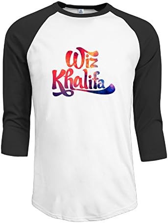 Texhood Men's Wiz Khalifa Logo Customized 100% Cotton Three-Quarter Sleeve Raglan Crew-Neck Summer T-Shirts Black S