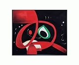 IMAGE OF Art Reproduction Oil Painting - Miro Paintings: Kopf with Studio Black Wood Frame - 21.5
